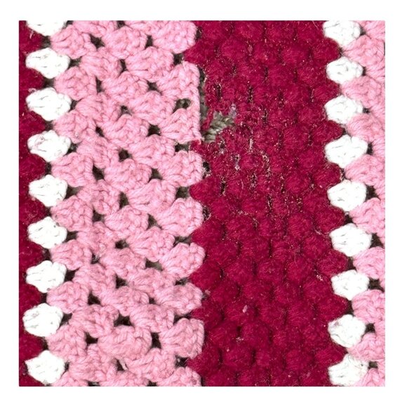 Handmade Crochet Baby Blanket Pink Squares Chair Lap Wheelchair throw READ - Picture 4 of 7